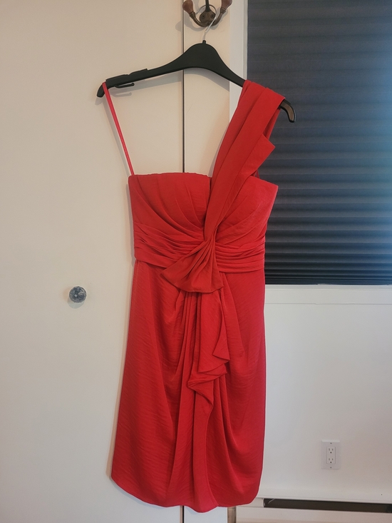 BCBGMaxAzria Dresses & Skirts - BCBG MaxAzria Red One-Shoulder Draped Cocktail Dress